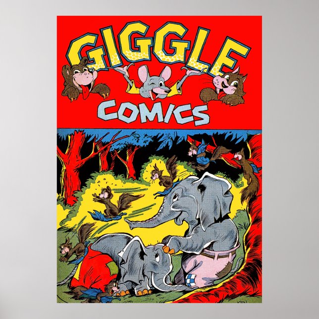 Giggle Elephant Animal Vintage Comics Poster (Front)