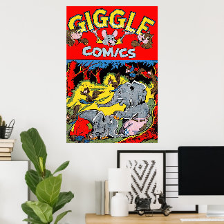 Giggle Elephant Animal Vintage Comics Poster
