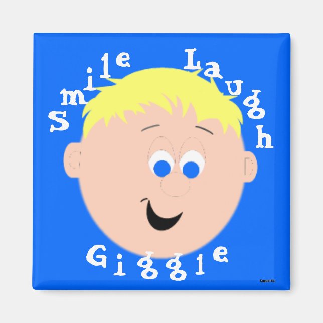 Giggle Faces Blonde Blue Eyed Boy Magnet (Front)
