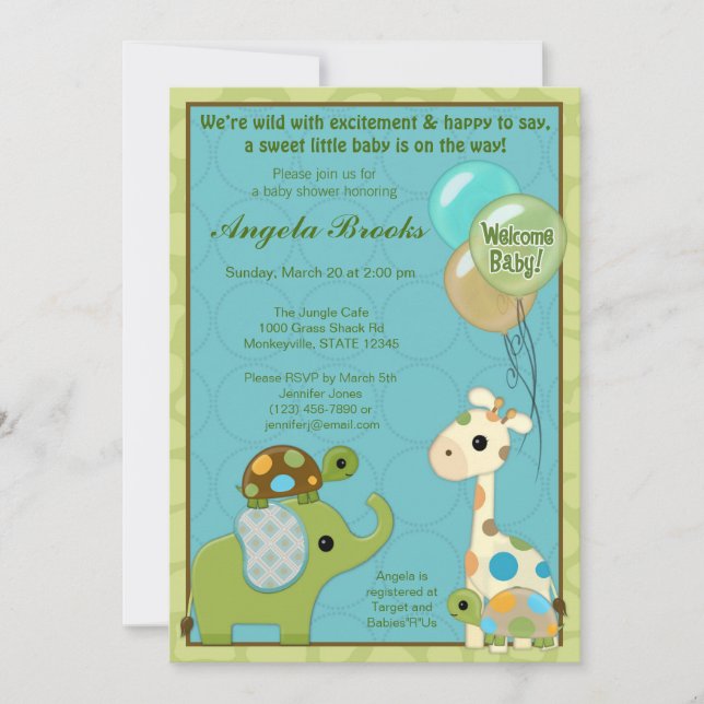 Giggle Gang Baby Shower Invitations Animals (Front)