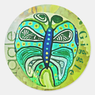 Giggle Green Butterfly fine art graphic sticker