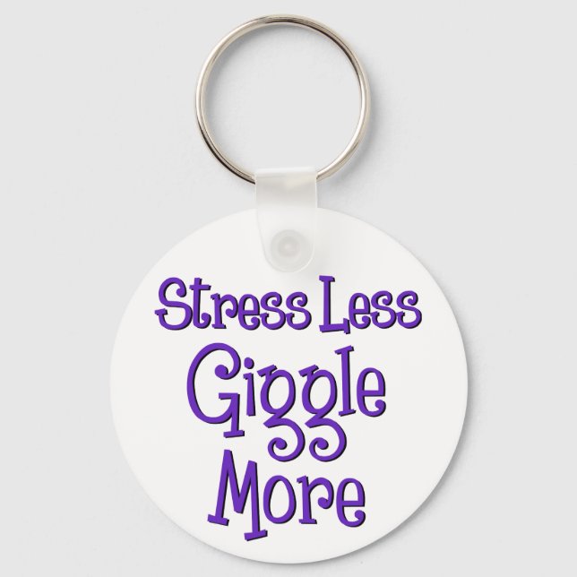 GIGGLE MORE, purple ink Key Ring (Front)