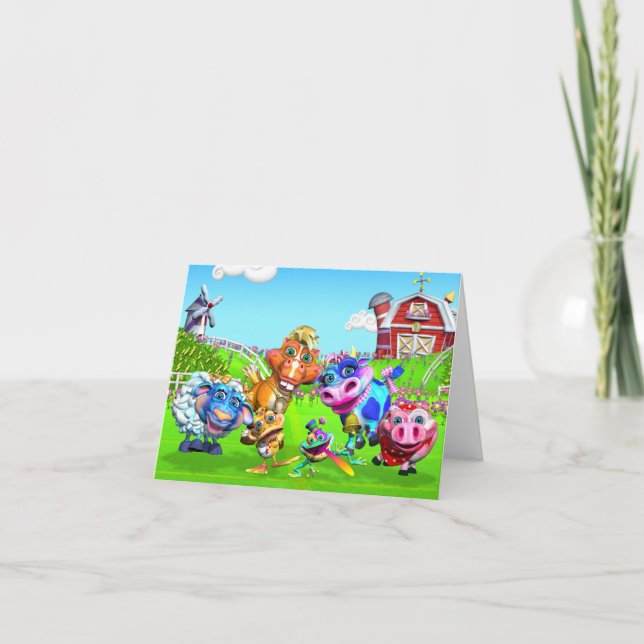 GiggleBellie Farm Animals Note Card (Front)