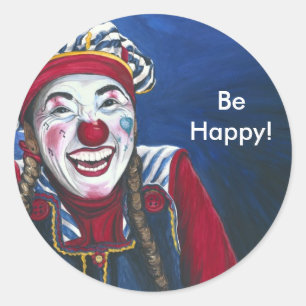 Giggles the Clown Painting Classic Round Sticker