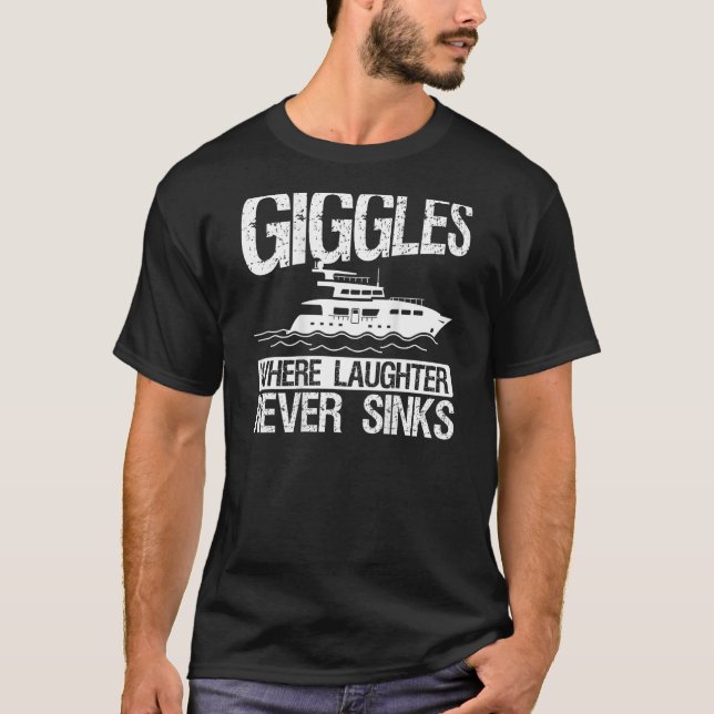 Giggles Where Laughter Never Sinks Backprint Boati T-Shirt (Front)
