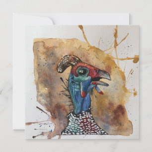 Giggling Guinea Fowl postcard style notecard