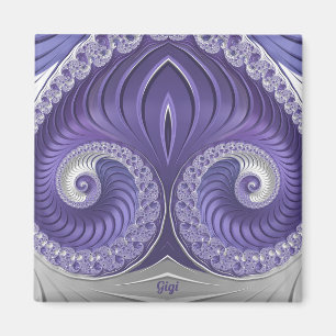 ~ GIGI ~ Abstract Pattern ~ Purple Grey White ~ Magnet