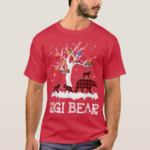 Gigi Bear Christmas Pajama Red Plaid Buffalo Famil T-Shirt