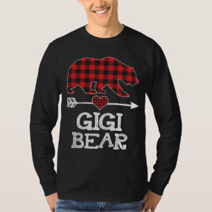 Gigi Bear Christmas Pajama Red Plaid Buffalo Famil T-Shirt