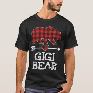 Gigi Bear Christmas Pajama Red Plaid Buffalo Famil T-Shirt
