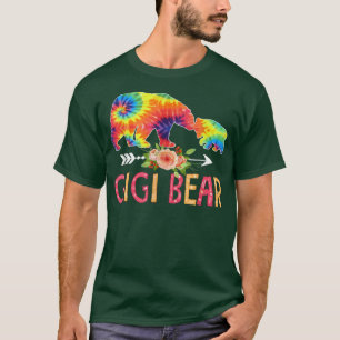 Gigi Bear Tie Dye Floral Heart Grandma Bear Lover T-Shirt