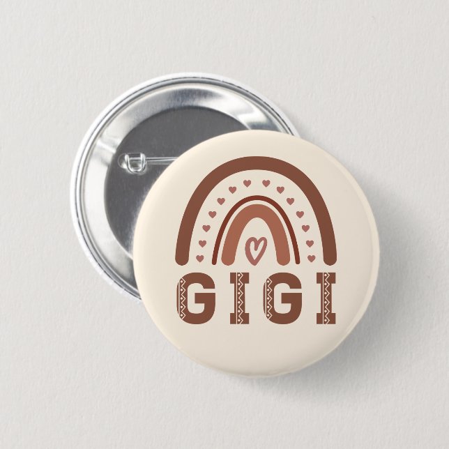 Gigi Boho Rainbow Cute Grandma Gifts 6 Cm Round Badge (Front & Back)