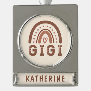 Gigi Boho Rainbow Cute Grandma Gifts Silver Plated Banner Ornament