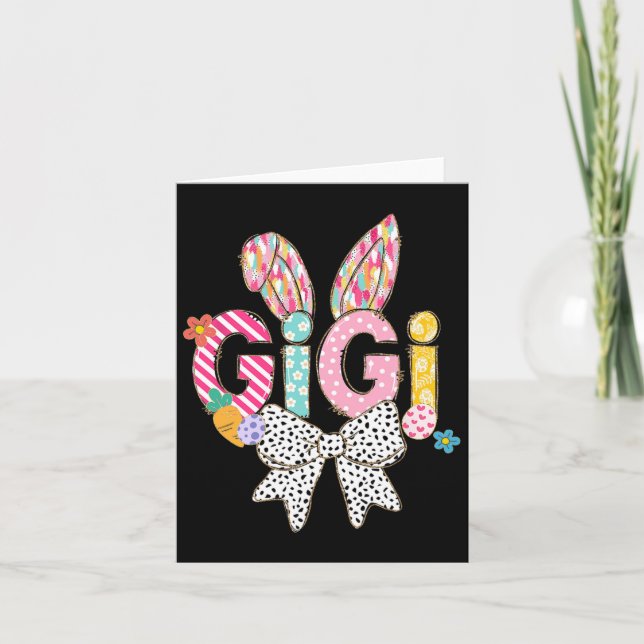 Gigi Bunny Ears Colourful Easter Floral Theme  Card (Front)