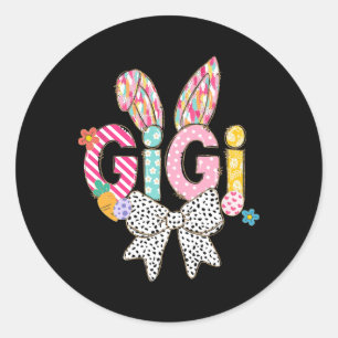 Gigi Bunny Ears Colourful Easter Floral Theme Classic Round Sticker
