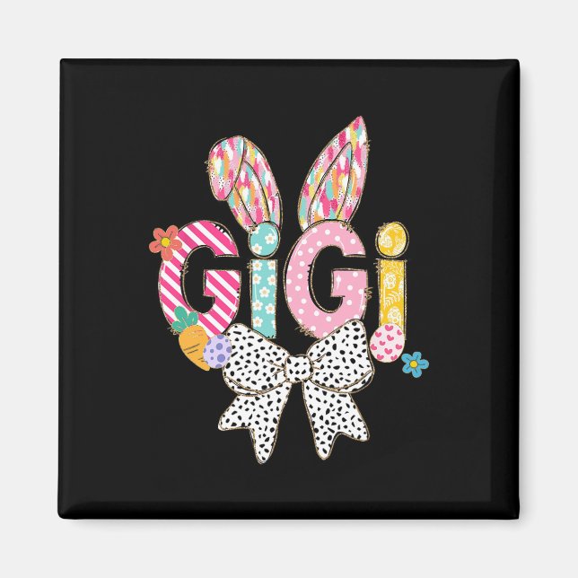 Gigi Bunny Ears Colourful Easter Floral Theme  Magnet (Front)