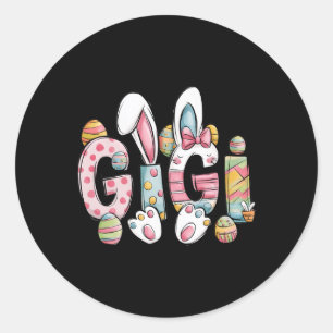 Gigi Bunny Ears Coquette Bow Floral Mum Mother's D Classic Round Sticker