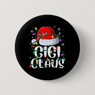 Gigi Claus Christmas Lights Grandma Pajama Family 6 Cm Round Badge