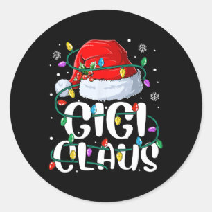Gigi Claus Christmas Lights Grandma Pajama Family Classic Round Sticker