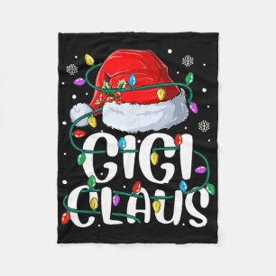 Gigi Claus Christmas Lights Grandma Pajama Family Fleece Blanket