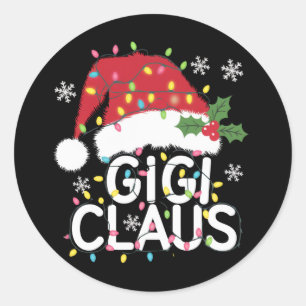 Gigi Claus Christmas Lights Pajama Family Matching Classic Round Sticker