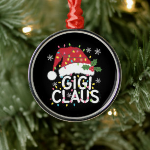 Gigi Claus Christmas Lights Pajama Family Matching Metal Tree Decoration