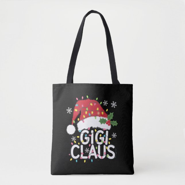 Gigi Claus Christmas Lights Pajama Family Matching Tote Bag (Front)
