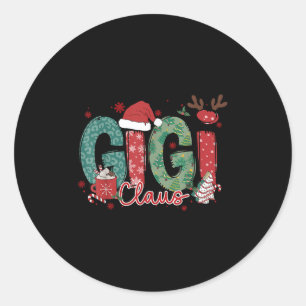Gigi Claus Christmas Pajama Santa Claus Family Mat Classic Round Sticker