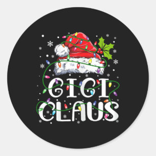 Gigi Claus Christmas Santa Hat Matching Family Xma Classic Round Sticker