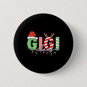 Gigi Claus Xmas Christmas Lights Pajama Family Mat 6 Cm Round Badge