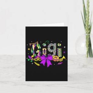 Gigi Coquette Bow Mardi Gras Women Mum Mother Carn Card