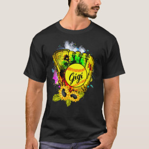 Gigi Cute Sunflowers Pitcher Holding Ball Softball T-Shirt