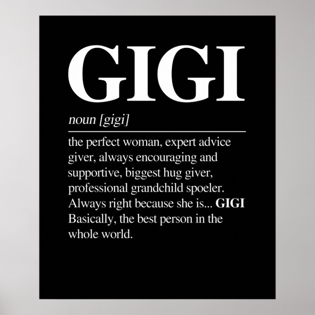 Gigi Definition Grandma Mother Day Gifts Women Poster (Front)