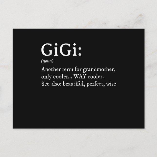 Gigi Definition T Women Gigi Gift Grandma Birthday Invitation Postcard (Front)