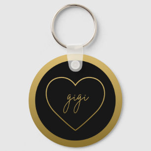 Gigi Elegant Golden Gradient Heart Grandma Gift Key Ring