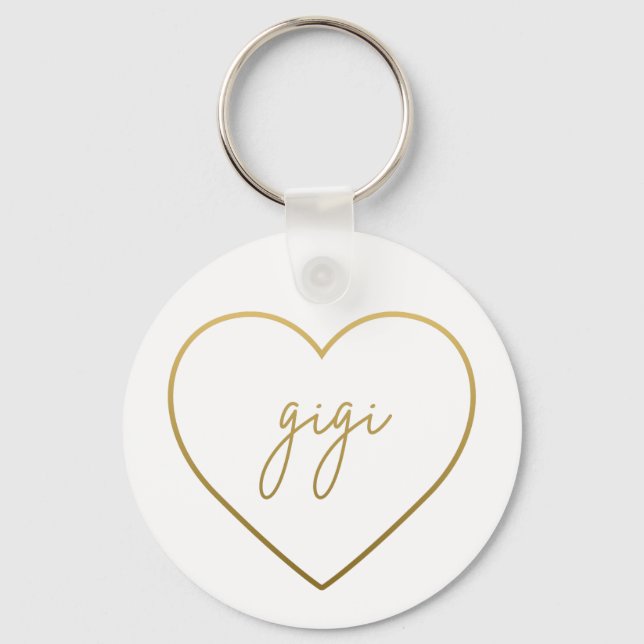 Gigi Elegant Golden Gradient Heart Grandma Gift Key Ring (Front)