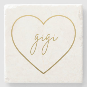 Gigi Elegant Golden Gradient Heart Grandma Gift  Stone Coaster