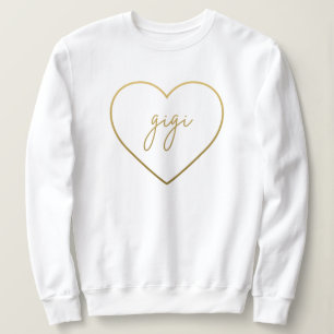 Gigi Elegant Golden Gradient Heart Grandma Gift Sweatshirt