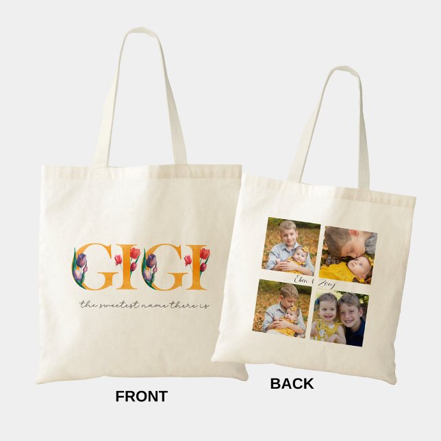 Gigi Floral Personalised Photos Shopping Tote Bag (Creator Uploaded)