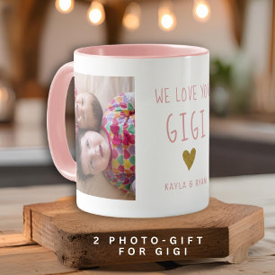 Gigi Great Grandma Grandkids 2 Photo Collage Pink Mug