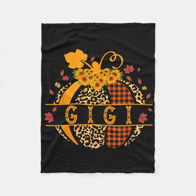 Gigi Leopard Print Pumpkin For Grandma Gigi Women  Fleece Blanket (Front)