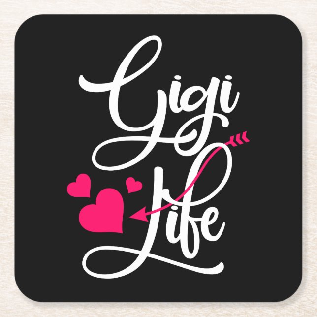 Gigi Life Gift Mothers Day Birthday Grandma Square Paper Coaster (Front)