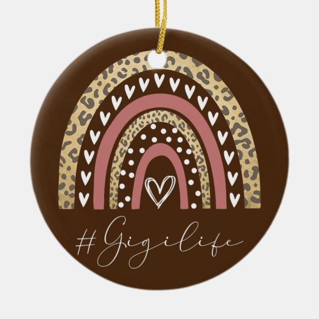 Gigi Life Grandma Cheetah Leopard Women Christmas Ceramic Tree Decoration (Front)