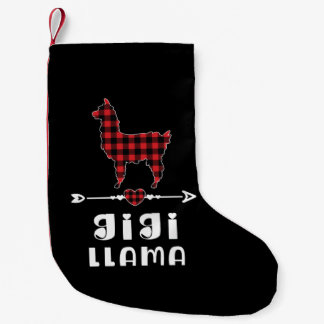 Gigi Llama Christmas Pajama Red Plaid Buffalo Gift Small Christmas Stocking