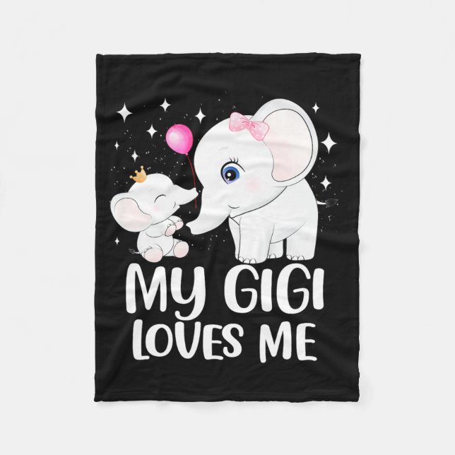 Gigi Loves Me Cute Elephant Tee For Kids On Mother Fleece Blanket (Front)