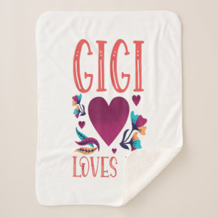 Gigi Loves Me Valentines day Gift to Granddaughter Sherpa Blanket