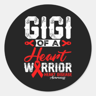 Gigi Of A Heart Warrior Heart Disease Red Ribbon M Classic Round Sticker