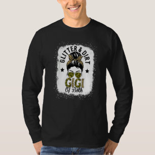 Gigi Of Both Messy Bun Leopard Camo Bleached Mothe T-Shirt