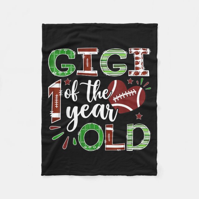 Gigi Of The 1 Year Old Football First Birthday Boy Fleece Blanket (Front)