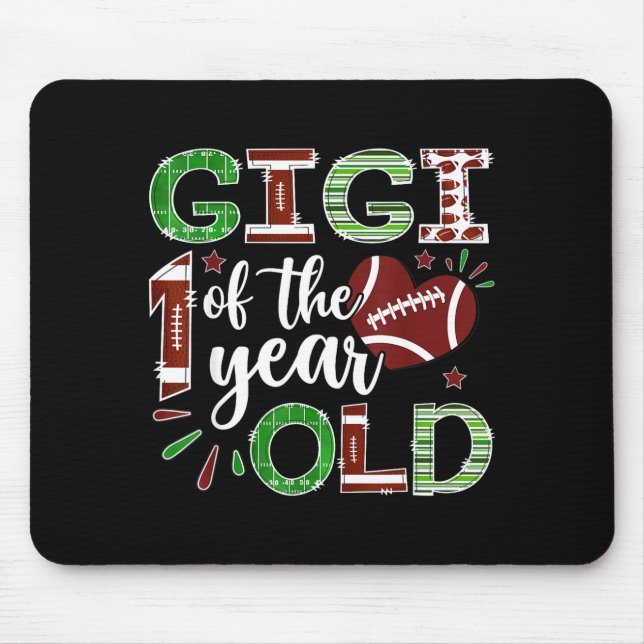 Gigi Of The 1 Year Old Football First Birthday Boy Mouse Mat (Front)